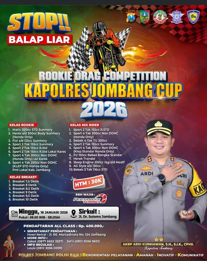 Kapolres Jombang Inisiasi Rookie Drag Competition 2026 untuk Tekan Balap Liar